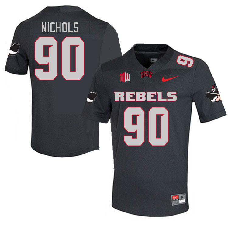 Men #90 Marshall Nichols UNLV Rebels 2023 College Football Jerseys Stitched-Charcoal - Click Image to Close